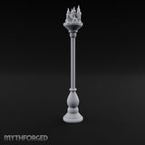 Wax-Dripped Flame-Crowned Candle Lamp Post Miniature for Dungeons and Dragons, Pathfinder or other TTRPGs