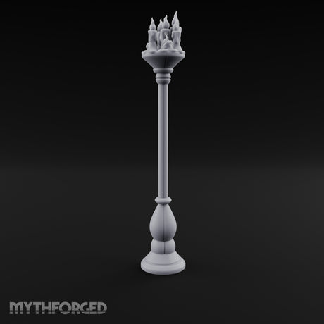 Wax-Dripped Flame-Crowned Candle Lamp Post Miniature for Dungeons and Dragons, Pathfinder or other TTRPGs