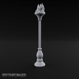 Wax-Dripped Flame-Crowned Candle Lamp Post Miniature for Dungeons and Dragons, Pathfinder or other TTRPGs