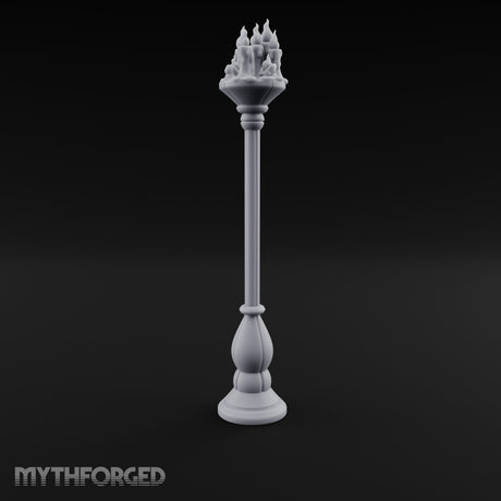 Wax-Dripped Flame-Crowned Candle Lamp Post Miniature for Dungeons and Dragons, Pathfinder or other TTRPGs