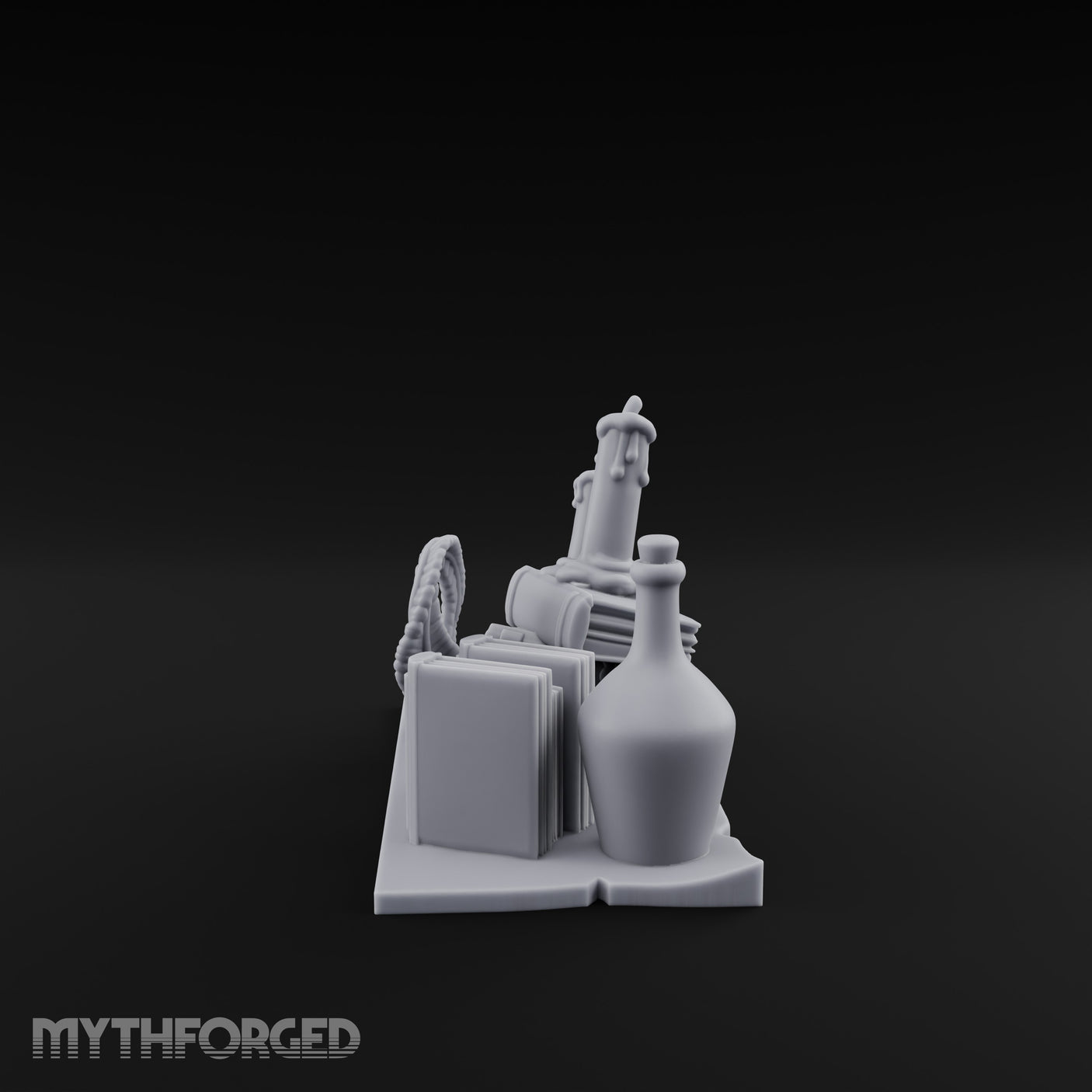 Wax-Dripped Tome-Leaned Scholar's Desk Clutter Set Miniature for Dungeons and Dragons, Pathfinder or other TTRPGs