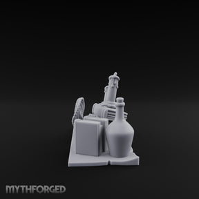 Wax-Dripped Tome-Leaned Scholar's Desk Clutter Set Miniature for Dungeons and Dragons, Pathfinder or other TTRPGs