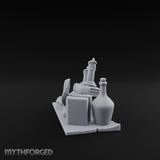 Wax-Dripped Tome-Leaned Scholar's Desk Clutter Set Miniature for Dungeons and Dragons, Pathfinder or other TTRPGs