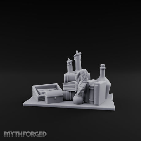 Wax-Dripped Tome-Leaned Scholar's Desk Clutter Set Miniature for Dungeons and Dragons, Pathfinder or other TTRPGs