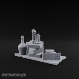Wax-Dripped Tome-Leaned Scholar's Desk Clutter Set Miniature for Dungeons and Dragons, Pathfinder or other TTRPGs