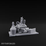 Wax-Dripped Tome-Leaned Scholar's Desk Clutter Set Miniature for Dungeons and Dragons, Pathfinder or other TTRPGs