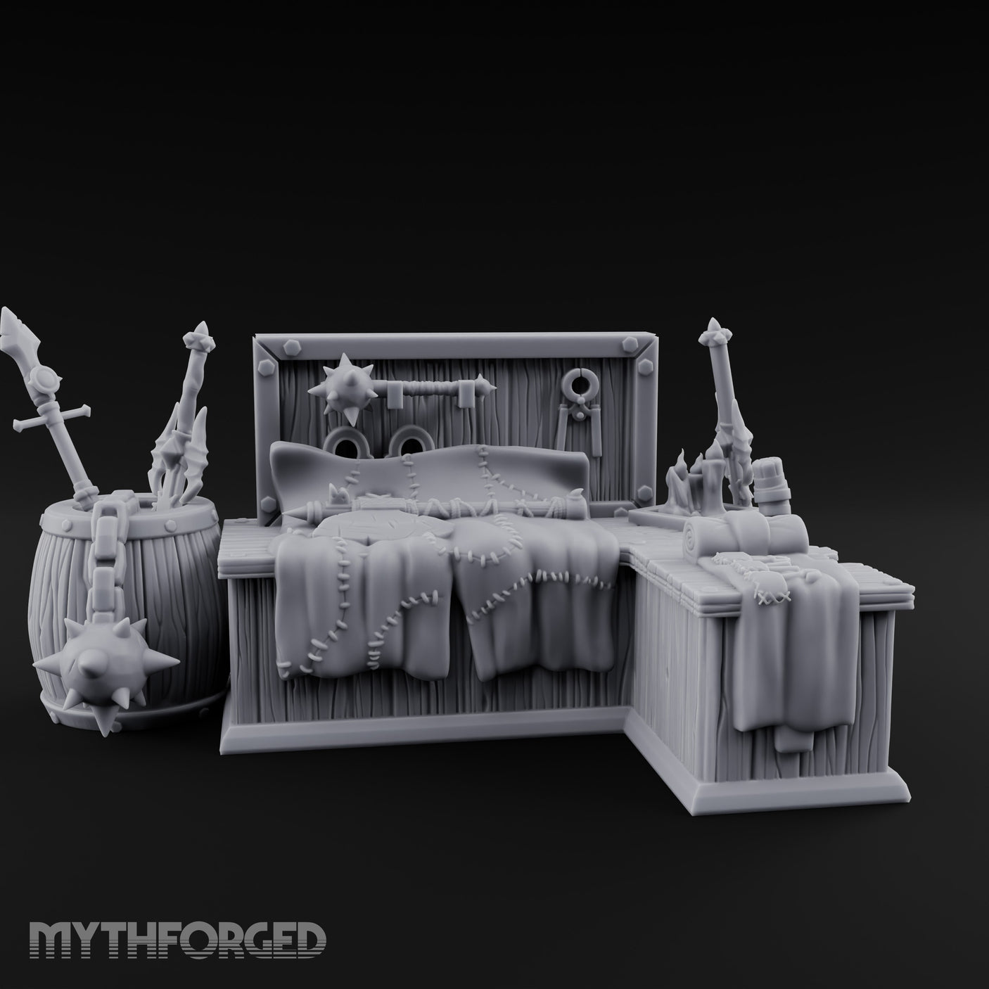 Weapon-Hung Chain-Stitched Warlord's Bed Chamber Set gallery 2