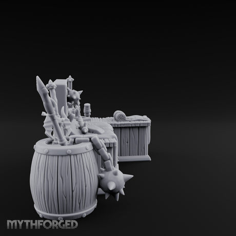 Weapon-Hung Chain-Stitched Warlord's Bed Chamber Set Miniature for Dungeons and Dragons, Pathfinder or other TTRPGs