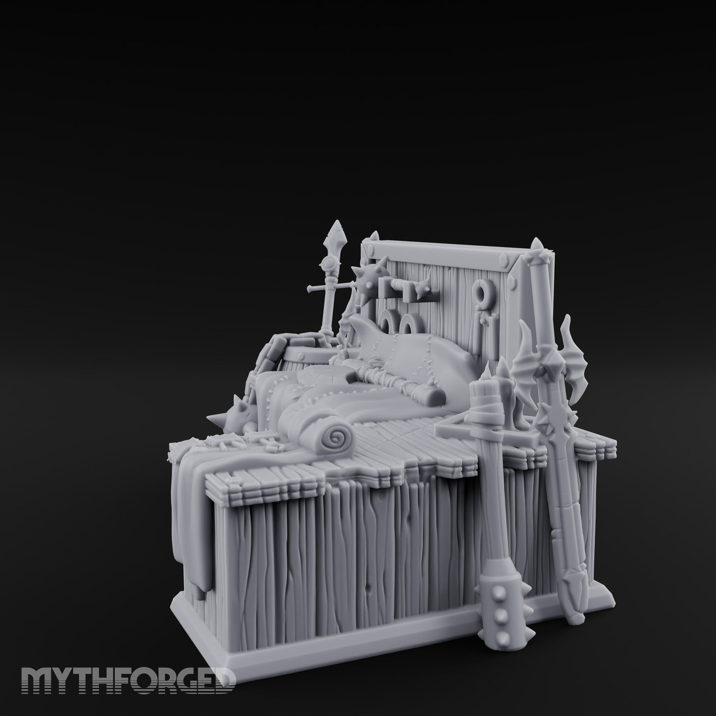 Weapon-Hung Chain-Stitched Warlord's Bed Chamber Set gallery 8