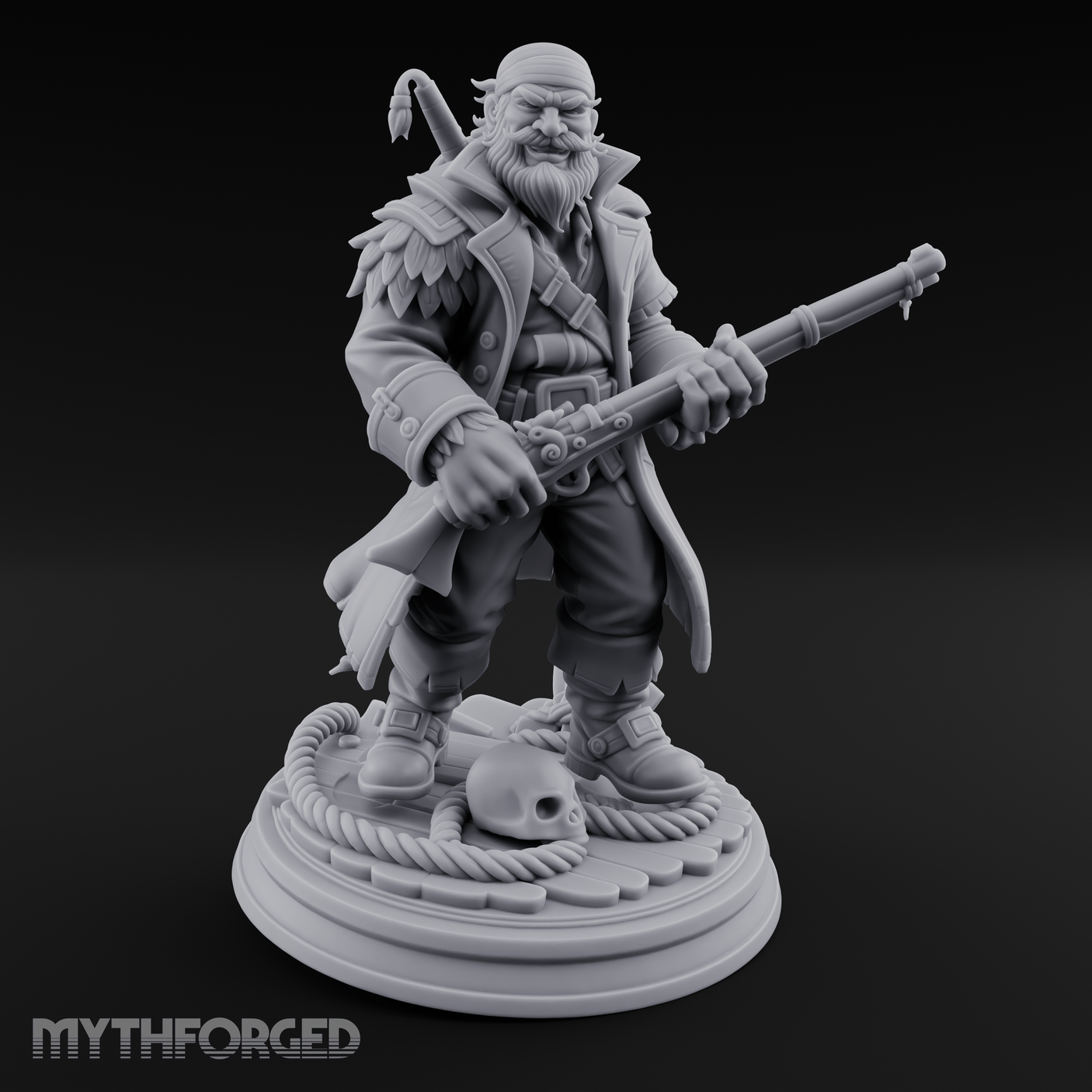 Grinning With Rifle Gunslinger Miniature for Dungeons and Dragons, Pathfinder or other TTRPGs