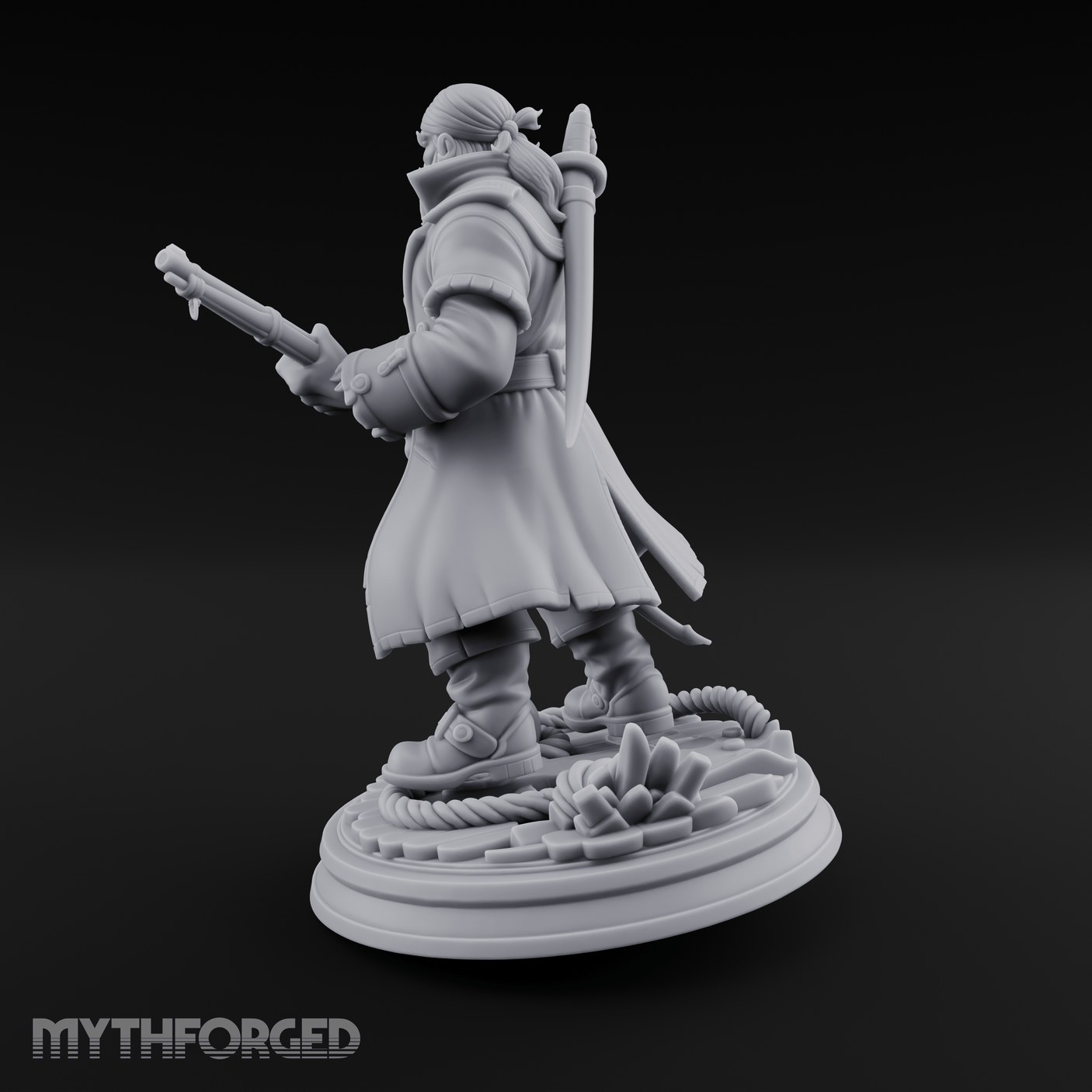 Grinning With Rifle Gunslinger Miniature for Dungeons and Dragons, Pathfinder or other TTRPGs