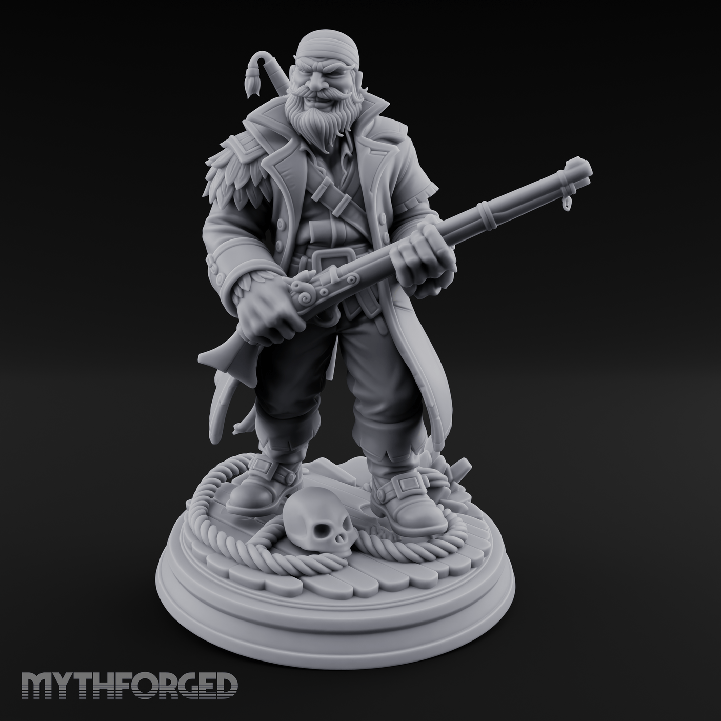 Grinning With Rifle Gunslinger Miniature for Dungeons and Dragons, Pathfinder or other TTRPGs