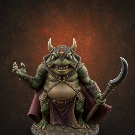 Weapon Wielding Bullywug Guard Model C Miniature for Dungeons and Dragons, Pathfinder or other TTRPGs