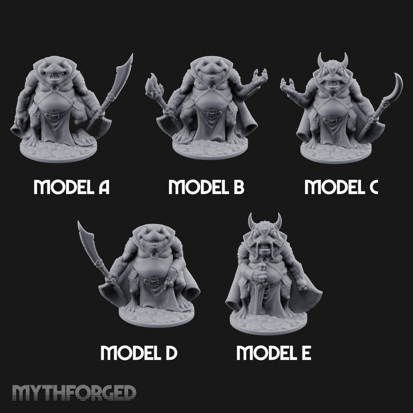 Weapon Wielding Bullywug Guards Miniature for Dungeons and Dragons, Pathfinder or other TTRPGs