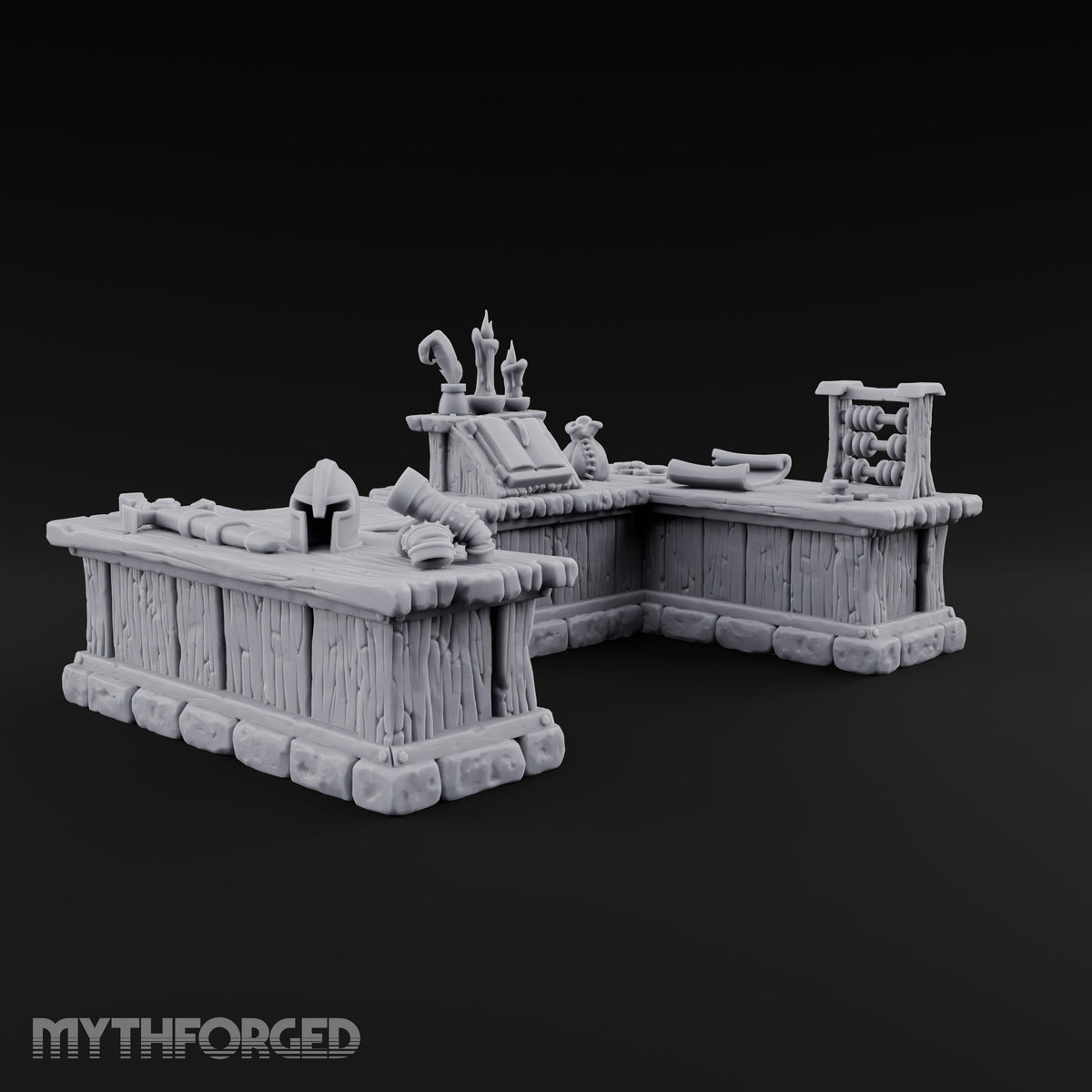 Arms Dealer's Horseshoe Wooden Merchant Counter