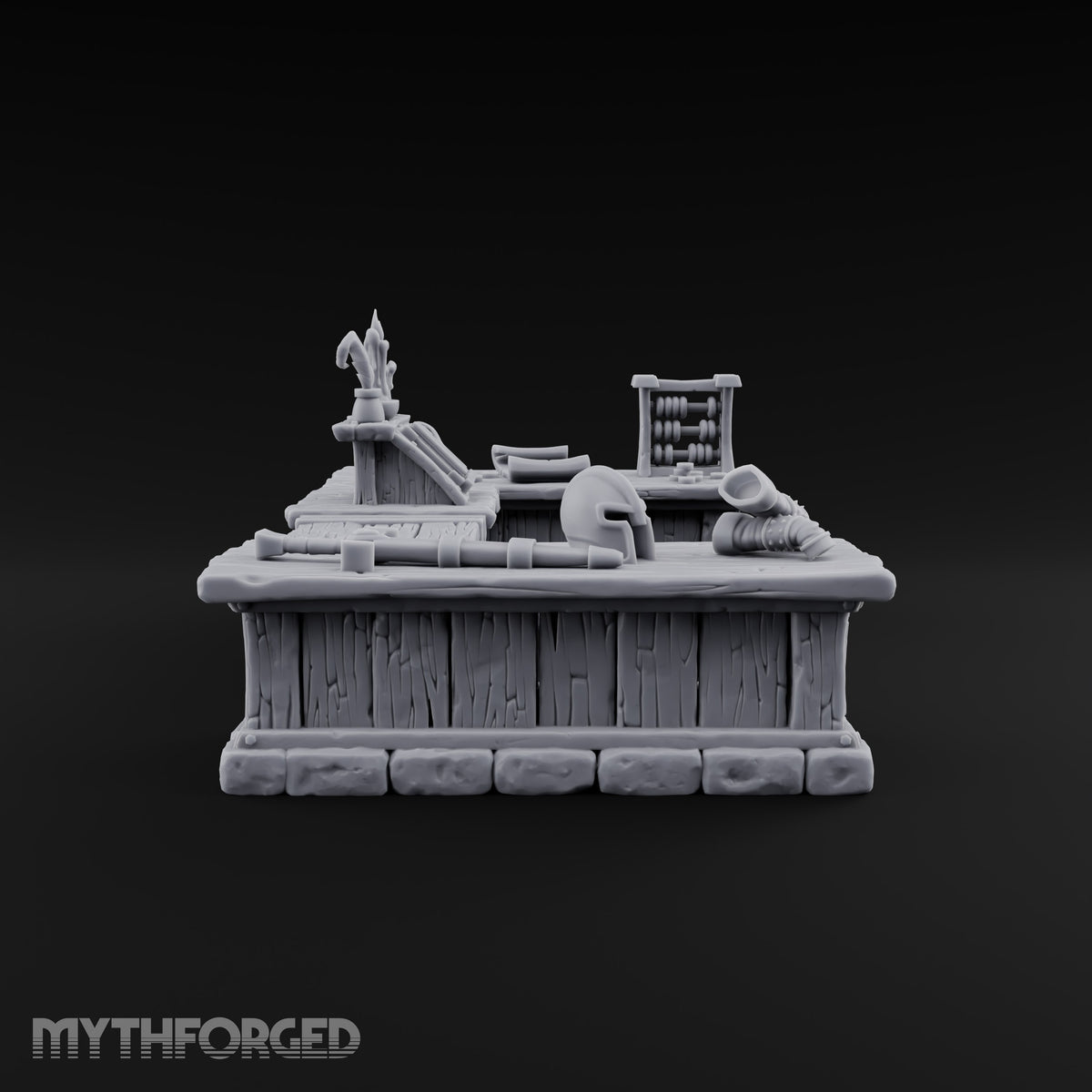 Arms Dealer's Horseshoe Wooden Merchant Counter