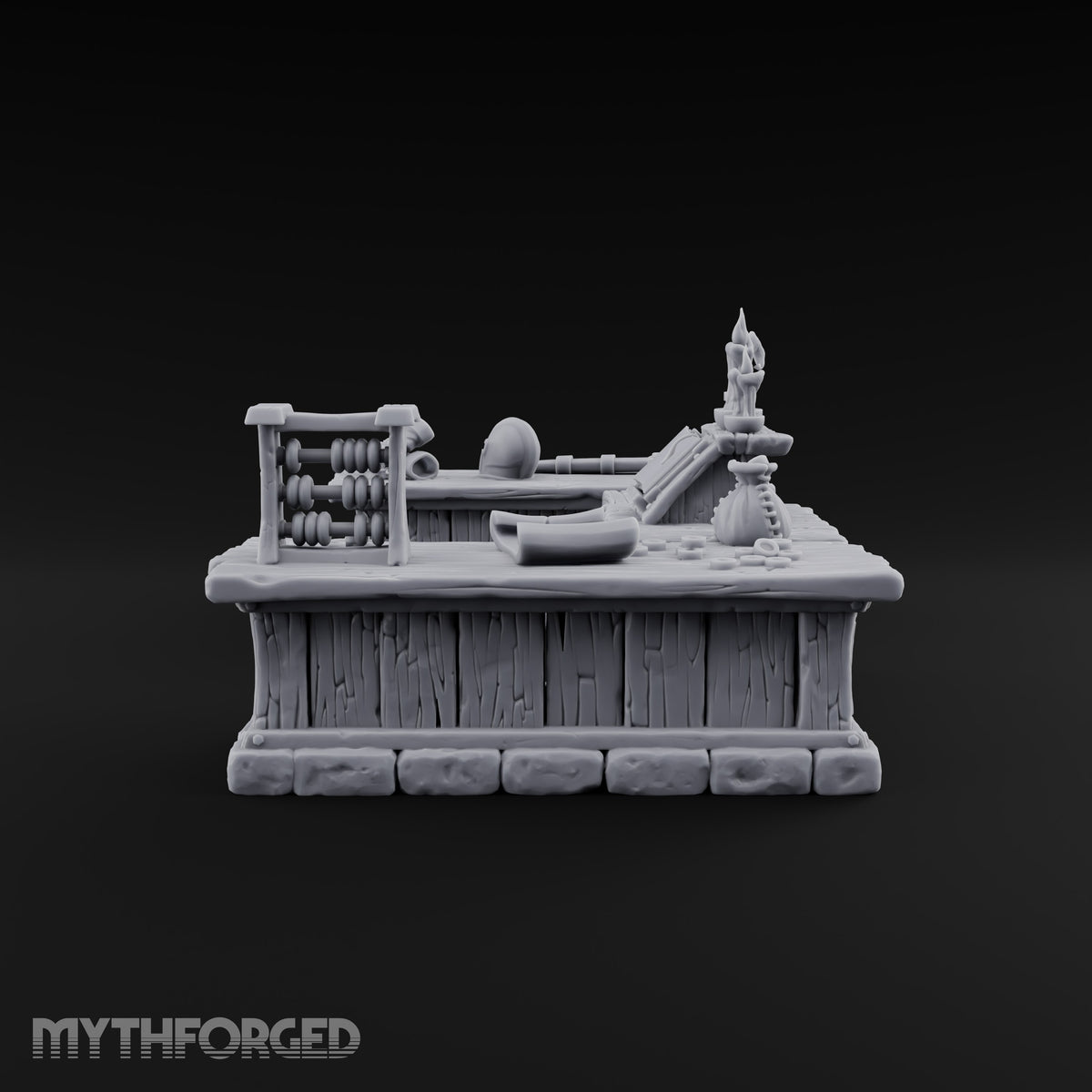 Arms Dealer's Horseshoe Wooden Merchant Counter