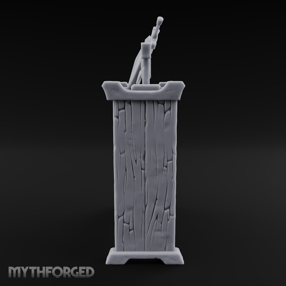 Sharpened Sales Pitch Wooden Weapons Display Rack — Empty