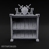 Sharpened Sales Pitch Wooden Weapons Display Rack — Empty