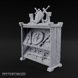 Sharpened Sales Pitch Wooden Weapons Display Rack — Stocked