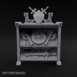 Sharpened Sales Pitch Wooden Weapons Display Rack — Stocked