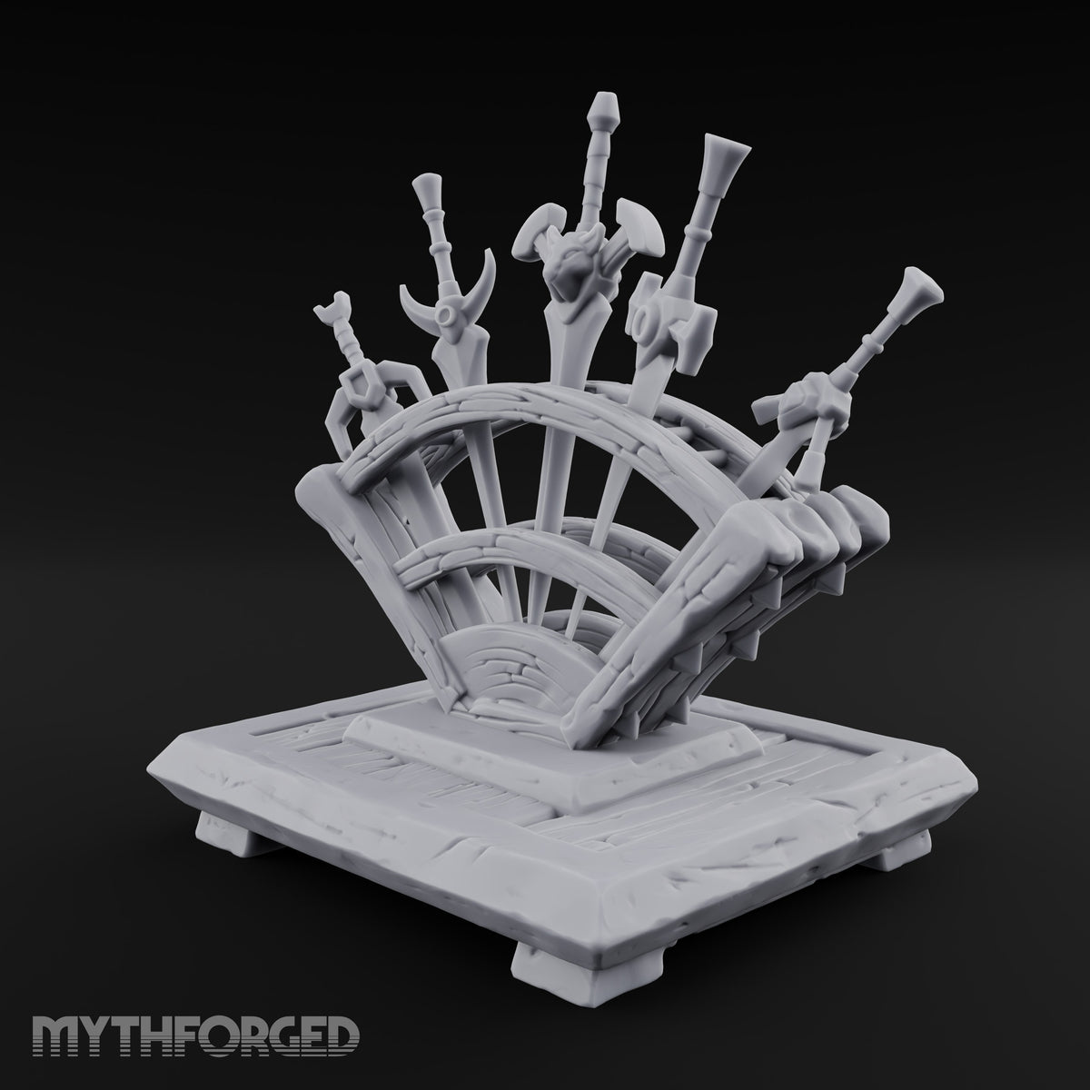 Five Blades, One Fan Wooden Sword Display Rack — Stocked