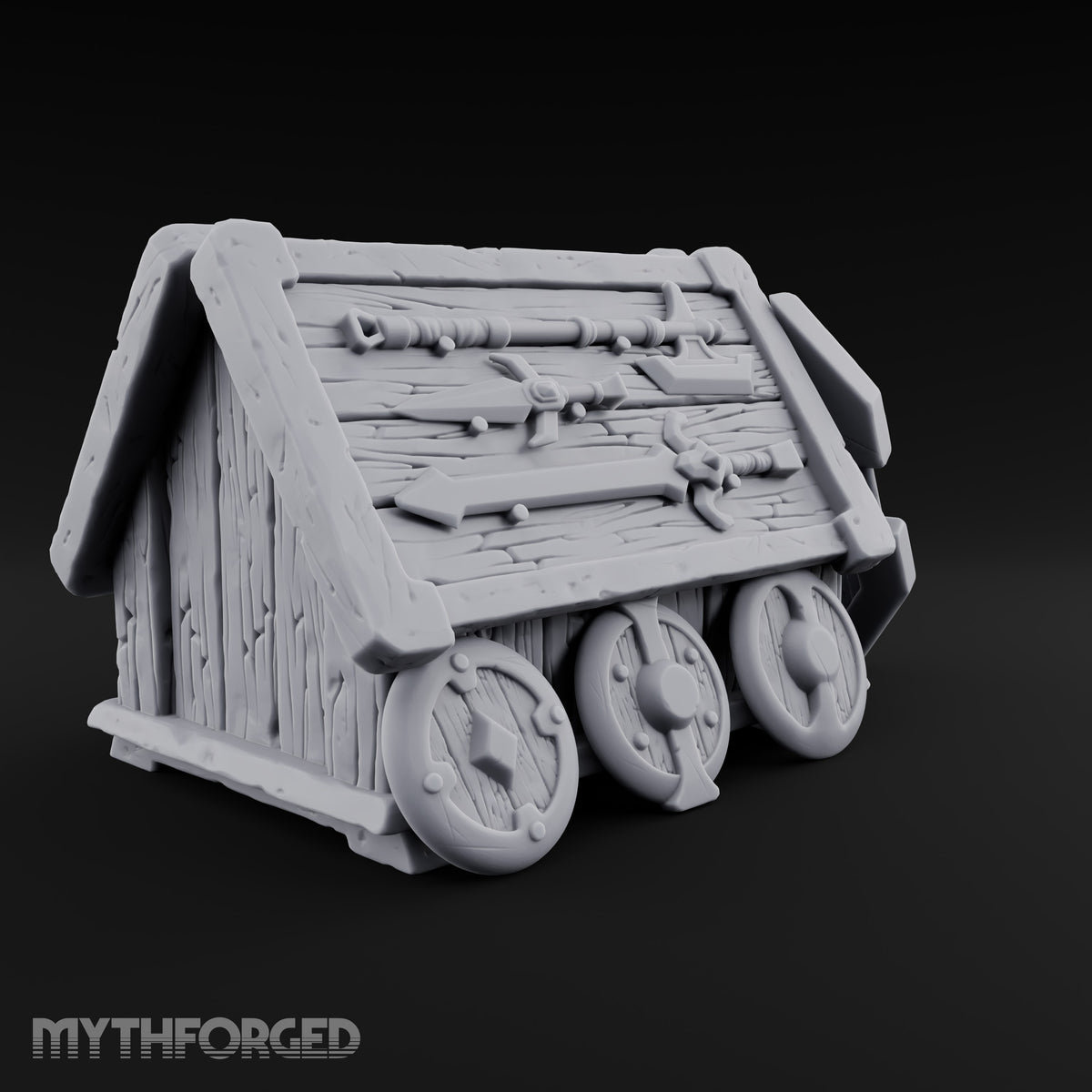 Wheels Fitted, Arsenal Hidden Wooden Weapons Crate on Wheels — Stocked