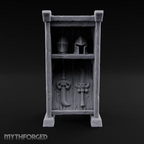 Hang the Helm, Sharpen the Curve Wooden Weapons Display Rack — Stocked