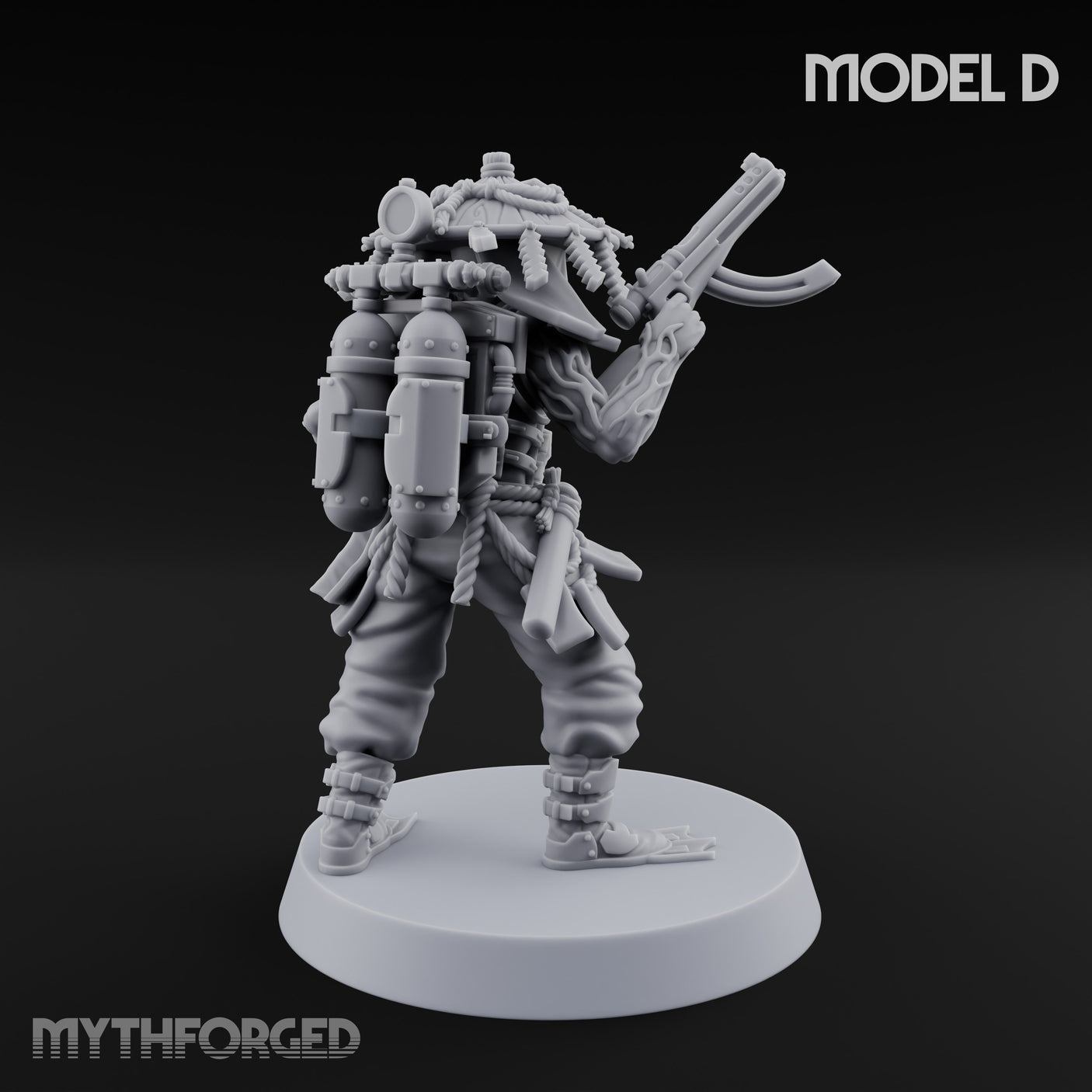 Weird War Amphibious Assaulting Japanese Soldier D Miniature for Dungeons and Dragons, Pathfinder or other TTRPGs