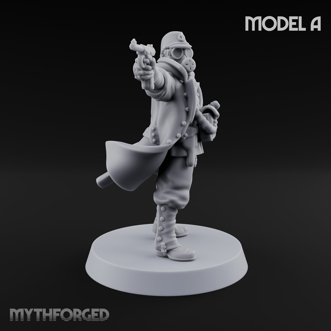 Weird War Gas Masked Gunning Japanese Trooper A Miniature for Dungeons and Dragons, Pathfinder or other TTRPGs