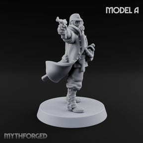 Weird War Gas Masked Gunning Japanese Trooper A Miniature for Dungeons and Dragons, Pathfinder or other TTRPGs