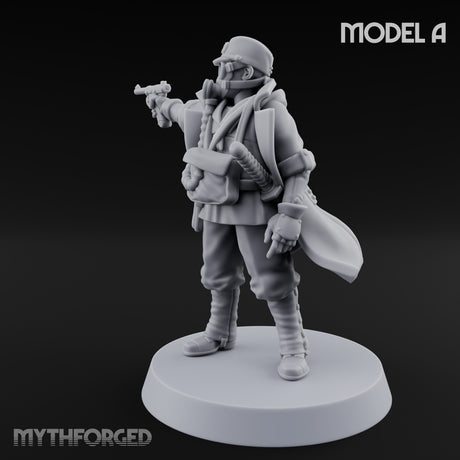 Weird War Gas Masked Gunning Japanese Trooper A Miniature for Dungeons and Dragons, Pathfinder or other TTRPGs