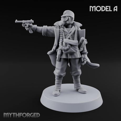 Weird War Gas Masked Gunning Japanese Trooper A Miniature for Dungeons and Dragons, Pathfinder or other TTRPGs