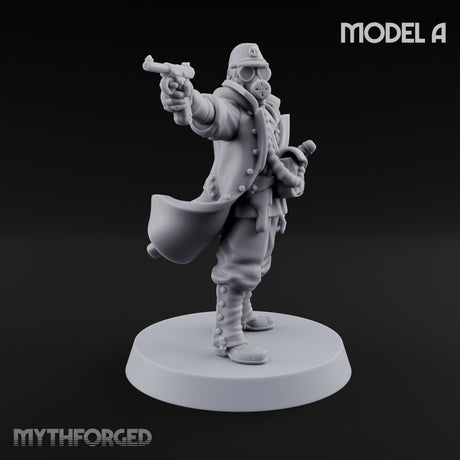 Weird War Gas Masked Gunning Japanese Trooper A Miniature for Dungeons and Dragons, Pathfinder or other TTRPGs