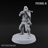 Weird War Gas Masked Gunning Japanese Trooper B Miniature for Dungeons and Dragons, Pathfinder or other TTRPGs