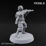Weird War Gas Masked Gunning Japanese Trooper B Miniature for Dungeons and Dragons, Pathfinder or other TTRPGs