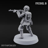 Weird War Gas Masked Gunning Japanese Trooper B Miniature for Dungeons and Dragons, Pathfinder or other TTRPGs