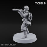 Weird War Gas Masked Gunning Japanese Trooper B Miniature for Dungeons and Dragons, Pathfinder or other TTRPGs