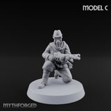 Weird War Gas Masked Gunning Japanese Trooper C Miniature for Dungeons and Dragons, Pathfinder or other TTRPGs