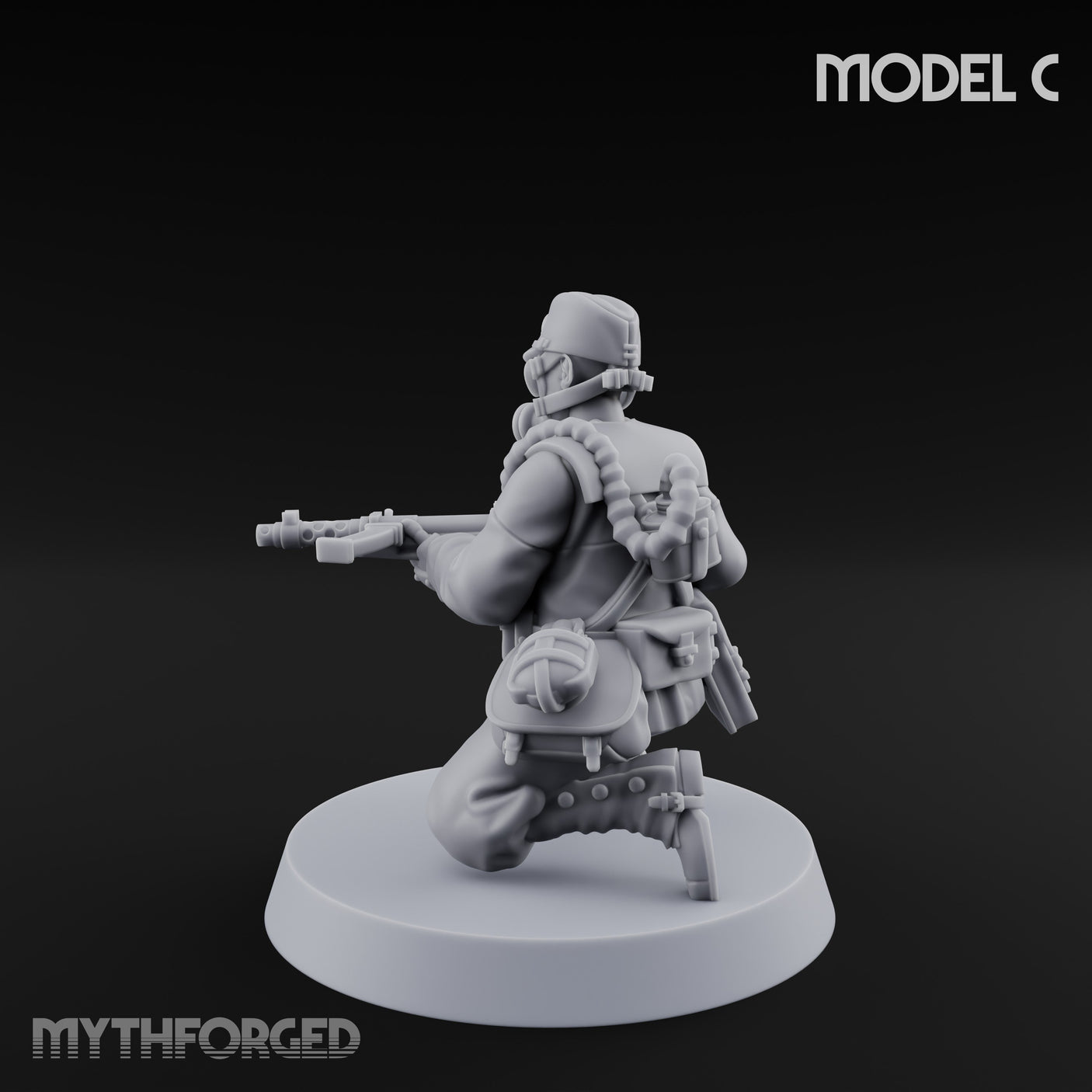 Weird War Gas Masked Gunning Japanese Trooper C Miniature for Dungeons and Dragons, Pathfinder or other TTRPGs