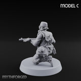 Weird War Gas Masked Gunning Japanese Trooper C Miniature for Dungeons and Dragons, Pathfinder or other TTRPGs