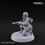 Weird War Gas Masked Gunning Japanese Trooper C Miniature for Dungeons and Dragons, Pathfinder or other TTRPGs
