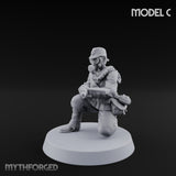 Weird War Gas Masked Gunning Japanese Trooper C Miniature for Dungeons and Dragons, Pathfinder or other TTRPGs