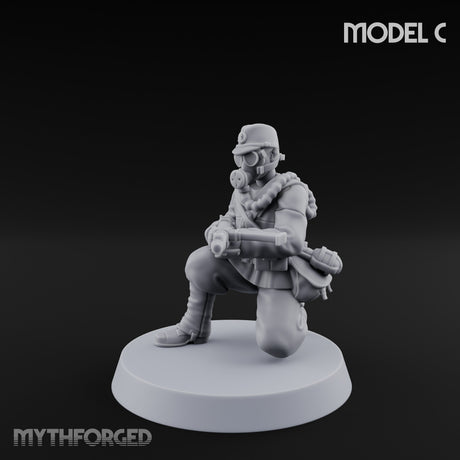 Weird War Gas Masked Gunning Japanese Trooper C Miniature for Dungeons and Dragons, Pathfinder or other TTRPGs