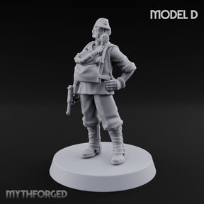 Weird War Gas Masked Gunning Japanese Trooper D Miniature for Dungeons and Dragons, Pathfinder or other TTRPGs
