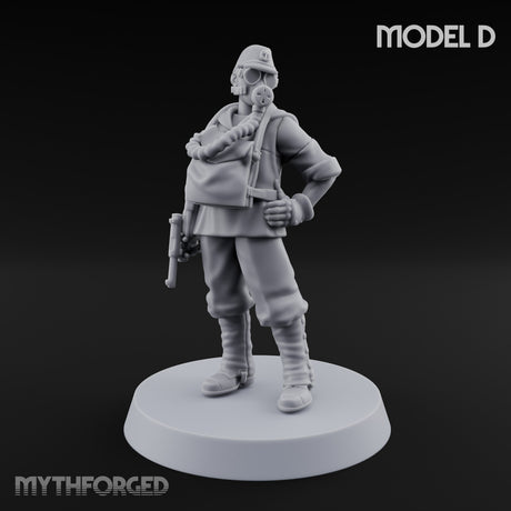 Weird War Gas Masked Gunning Japanese Trooper D Miniature for Dungeons and Dragons, Pathfinder or other TTRPGs
