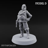 Weird War Gas Masked Gunning Japanese Trooper D Miniature for Dungeons and Dragons, Pathfinder or other TTRPGs
