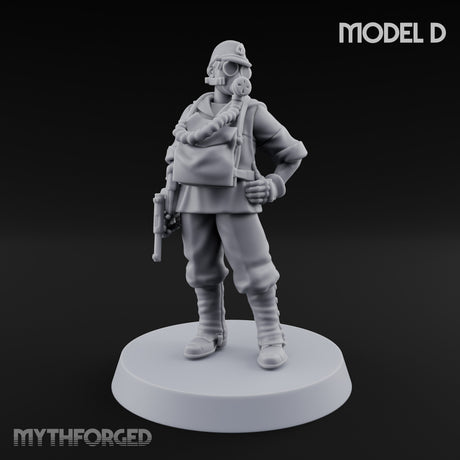 Weird War Gas Masked Gunning Japanese Trooper D Miniature for Dungeons and Dragons, Pathfinder or other TTRPGs