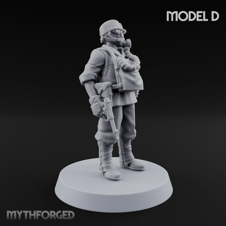 Weird War Gas Masked Gunning Japanese Trooper D Miniature for Dungeons and Dragons, Pathfinder or other TTRPGs