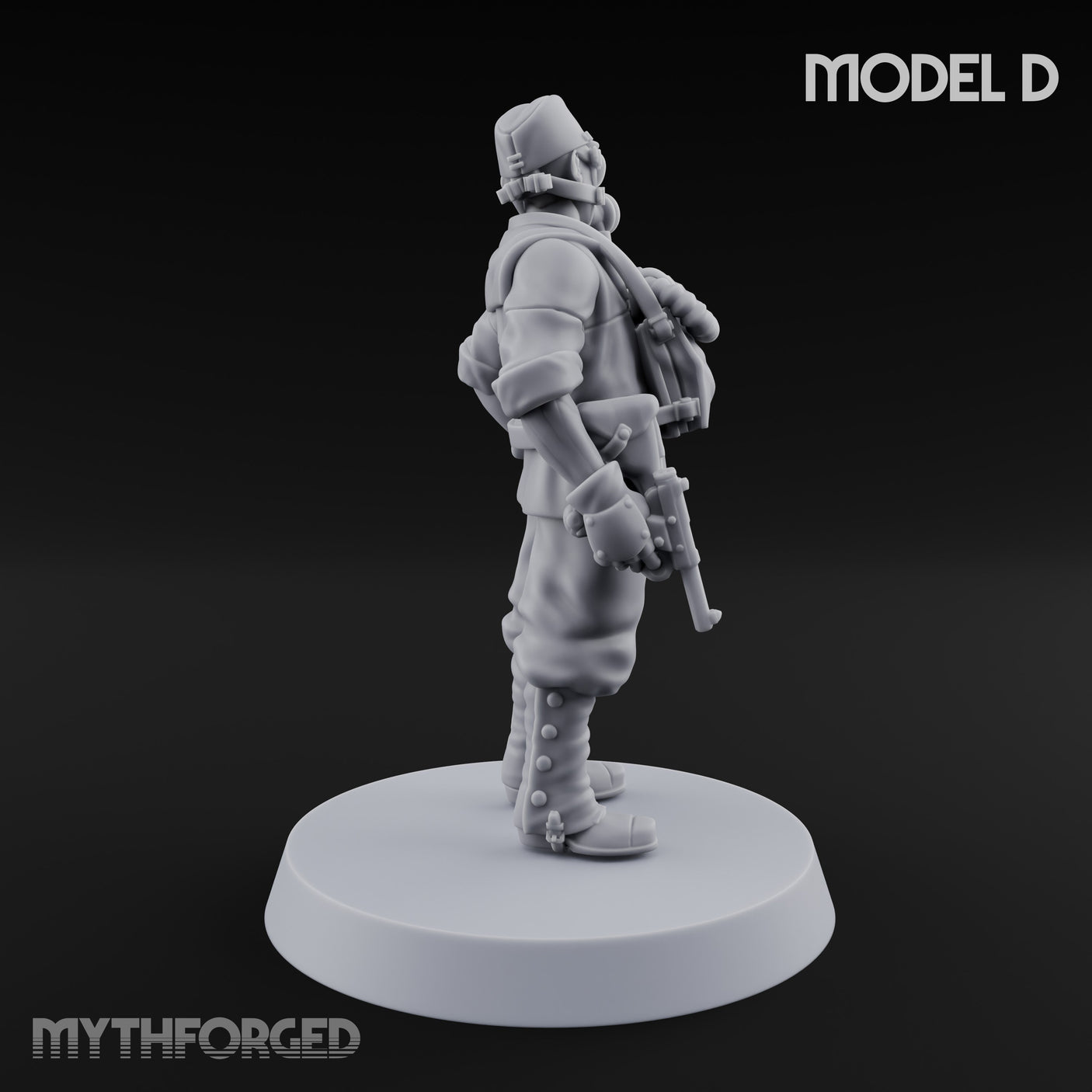 Weird War Gas Masked Gunning Japanese Trooper D Miniature for Dungeons and Dragons, Pathfinder or other TTRPGs